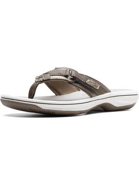 Women's Pewter Synthetic Thong Solid Open Toe Breeze Sea Flip-Flop Casual Shoes